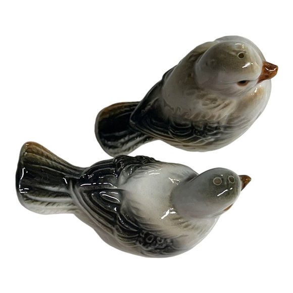 VTG Pair Bone China Brown Sparrow Birds Salt and Pepper Shaker Set 1980s Taiwan - Picture 5 of 9